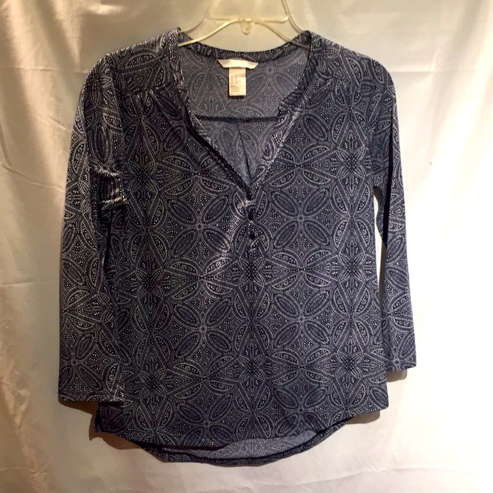 J. JILL navy and white top XS with 3/4 sleeves.